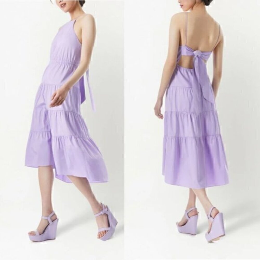 Alice + Olivia Hartley Tie-Back Lavender Midi Dress Size 8 NWT